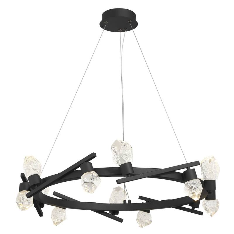 Kovacs P1537-L Kosmyc 12 Light 33" Wide LED Ring Chandelier with Rock