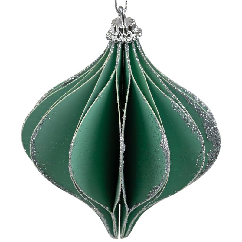 Glittered Onion Christmas Ornament - 4.25" - Green