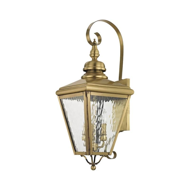 Livex Lighting 3-light Antique Brass Outdoor Lantern, 2033-01 - 10.625" W X 29" H X 12.5" EXT