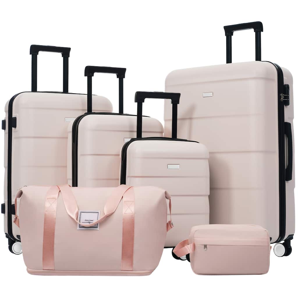 Hardshell Luggage Sets 6 Piece with 2 Bags,Carry on Suitcase with Handle Password Lock Double Spinner Wheels
