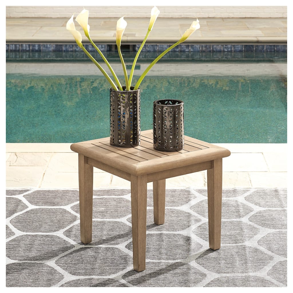 Signature Design by Ashley Gerianne Outdoor Brown Square End Table - 24" W x 24" D x 22" H