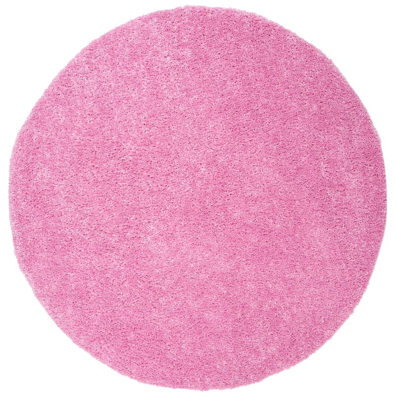 SAFAVIEH August Shag Solid 1.2-inch Thick Area Rug - 5'3" Round - Pink