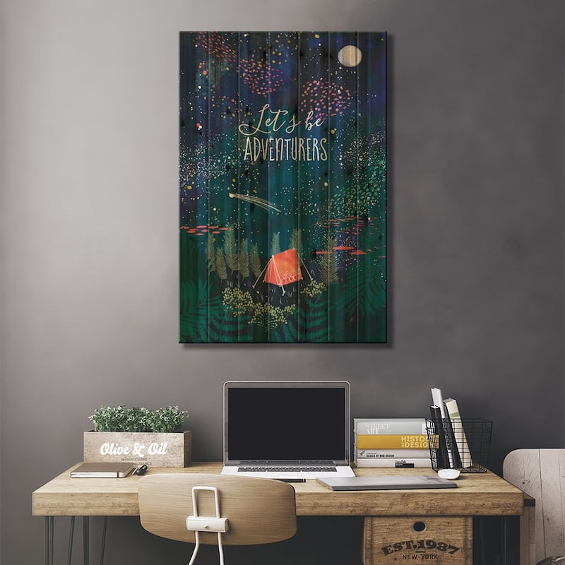 Let´s Be Adventurers I Print On Wood by Mia Charro - Multi-Color
