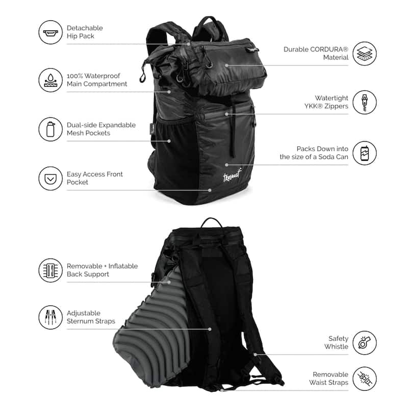 Ultima 22 Multipurpose Foldable Backpack with Detachable Hip Pack