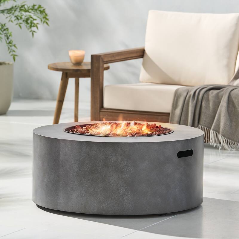 Wellington Outdoor 40,000 BTU Circular Fire Pit (No Tank Holder) by Christopher Knight Home - Grey