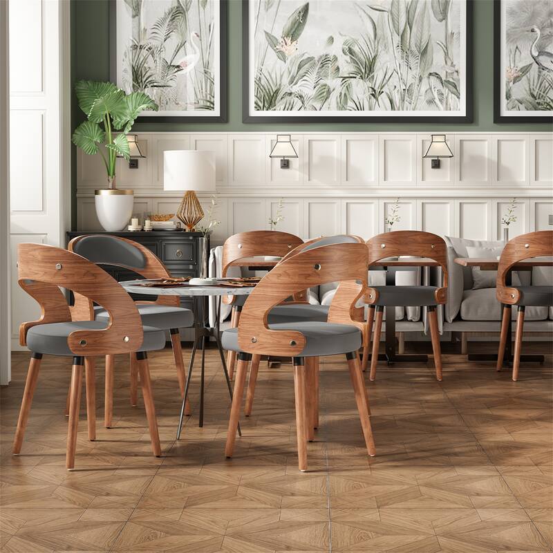 Modern Upholstered Dining Chairs with Curved Backrest (Set of 2)