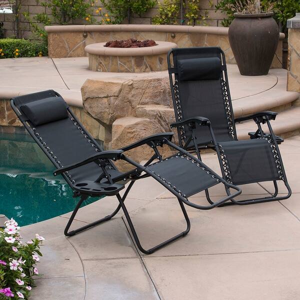 Shop Belleze 2 Pack Zero Gravity Patio Lounge Chairs Recliner