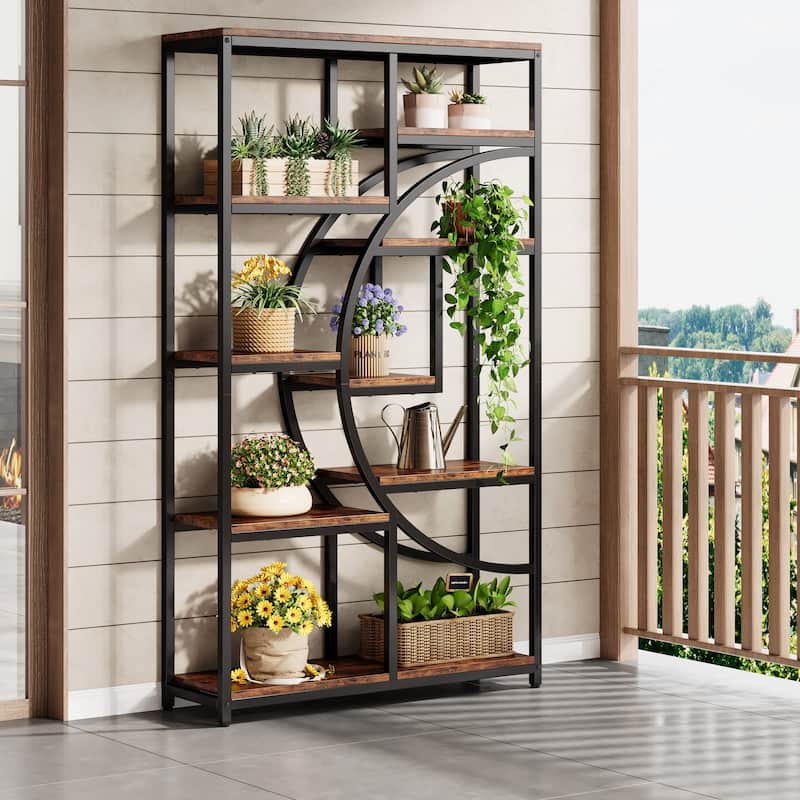 Bookshelf Industrial 5 Tier Etagere Bookcase, Freestanding Tall Bookshelves