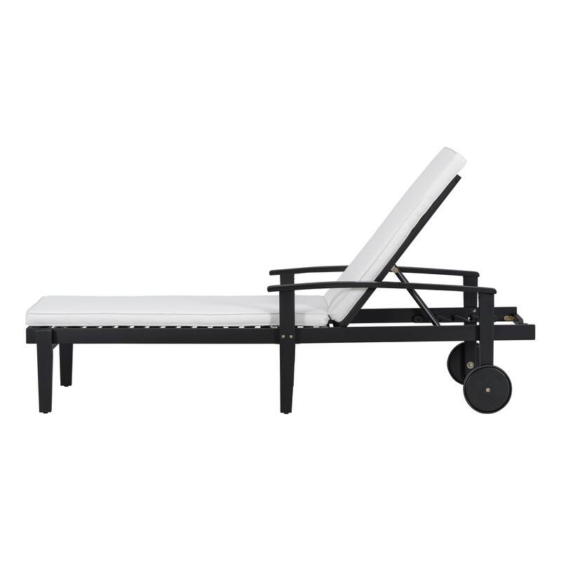 Spruce & Spring Acacia Wood Reclining Chaise Lounge