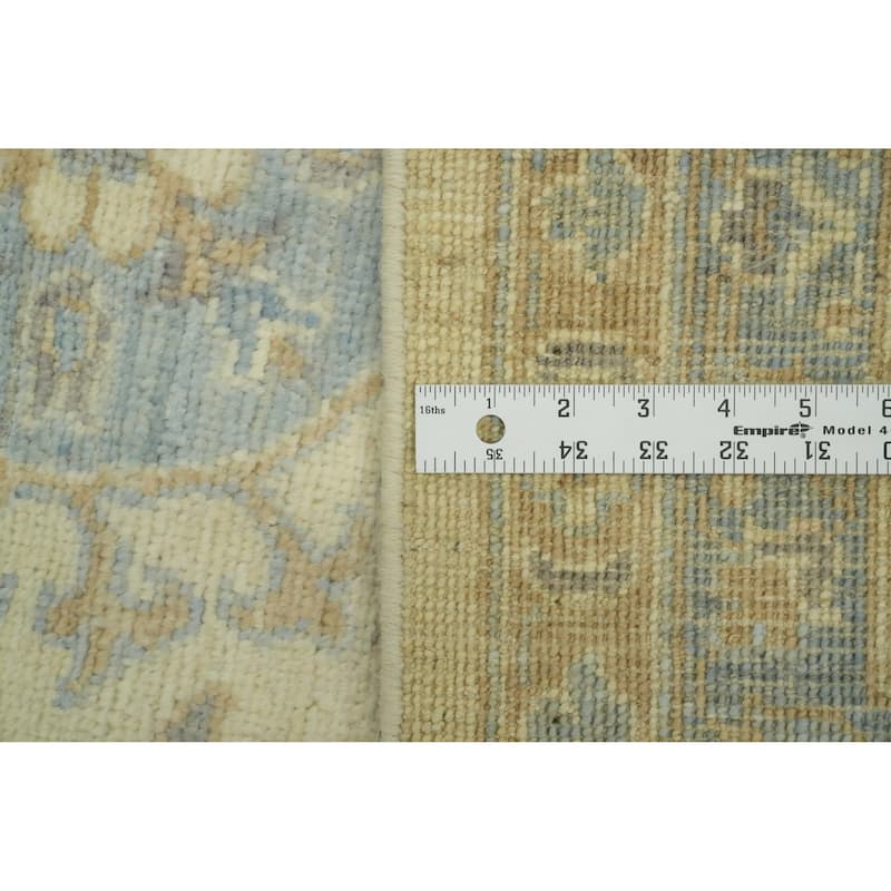 Vegetable Dye Wool Oushak Turkish Area Rug, Floral Geometric Carpet - 9' 8'' X 8' 0''