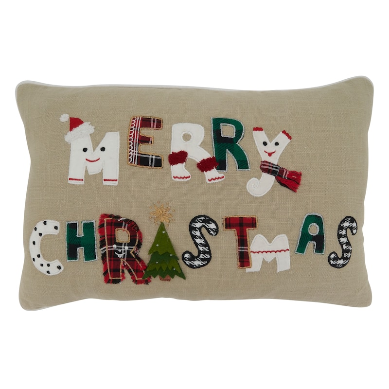 Holiday Pillow With Merry Christmas Design