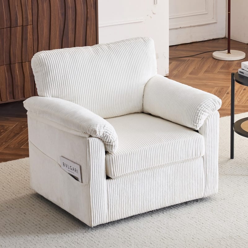 33" Corduroy Swivel Single Sofa Chair