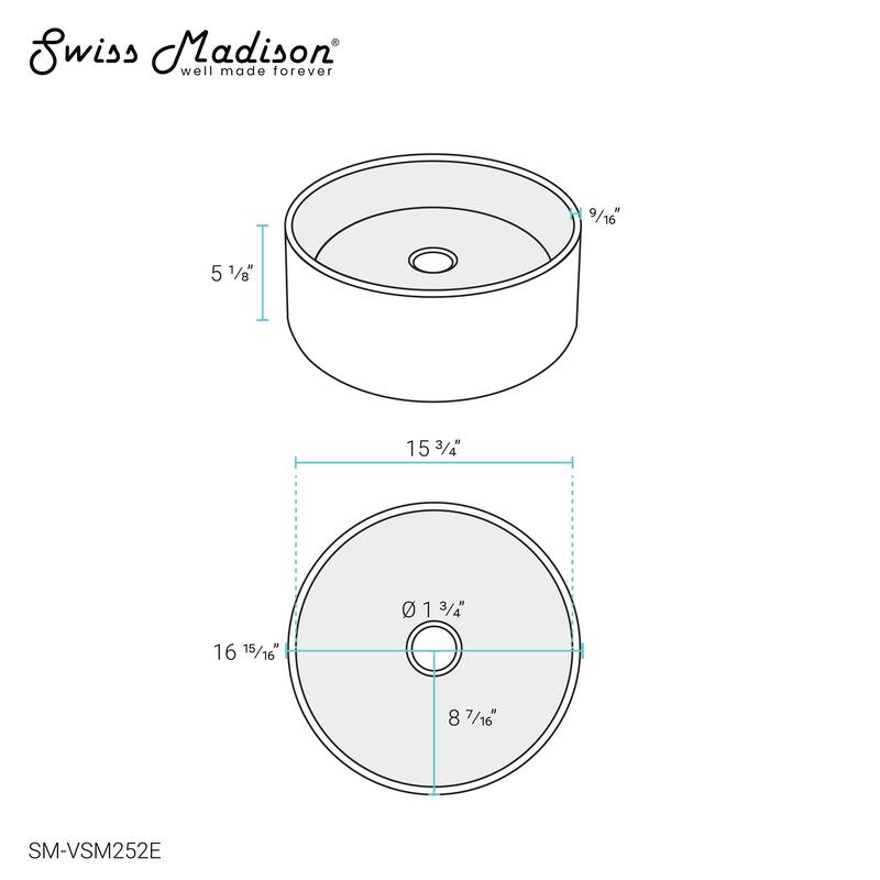 Monaco 17" Round Vessel Bathroom Sink in Marbled Grey