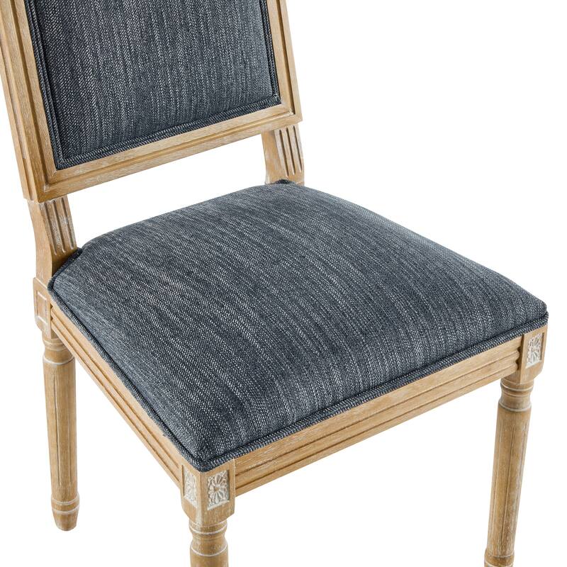 Set of 2, French Country Dining Chair with Rattan Backrest, Upholstered Seat and Grooved Legs, for Kitchen and Dining Room