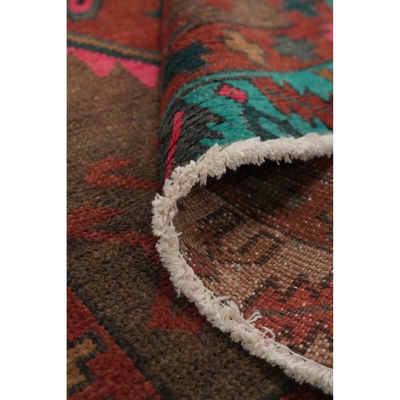 Hand Knotted Oriental 100% Wool Carpet Traditional Tribal Red Ardebil Runner Rug - 12' 7'' X 3' 6''