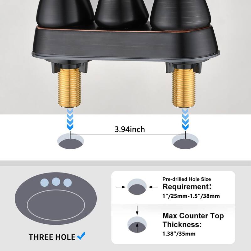 Double Handle Bathroom Faucet with Pop-up Drain