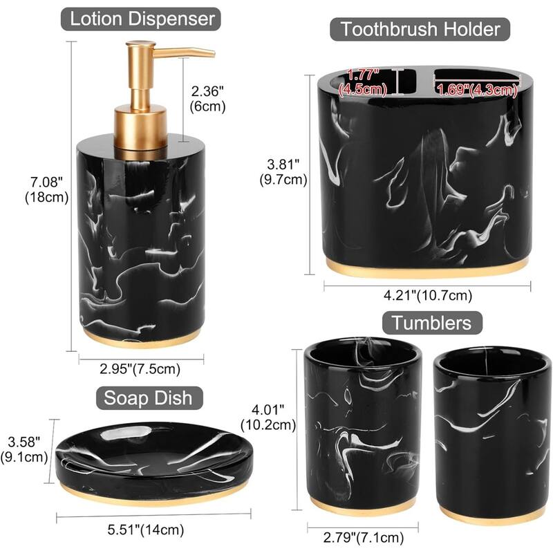Bathroom 5-piece set for countertops, bathrooms, apartments, decorative items, imitation resin kit