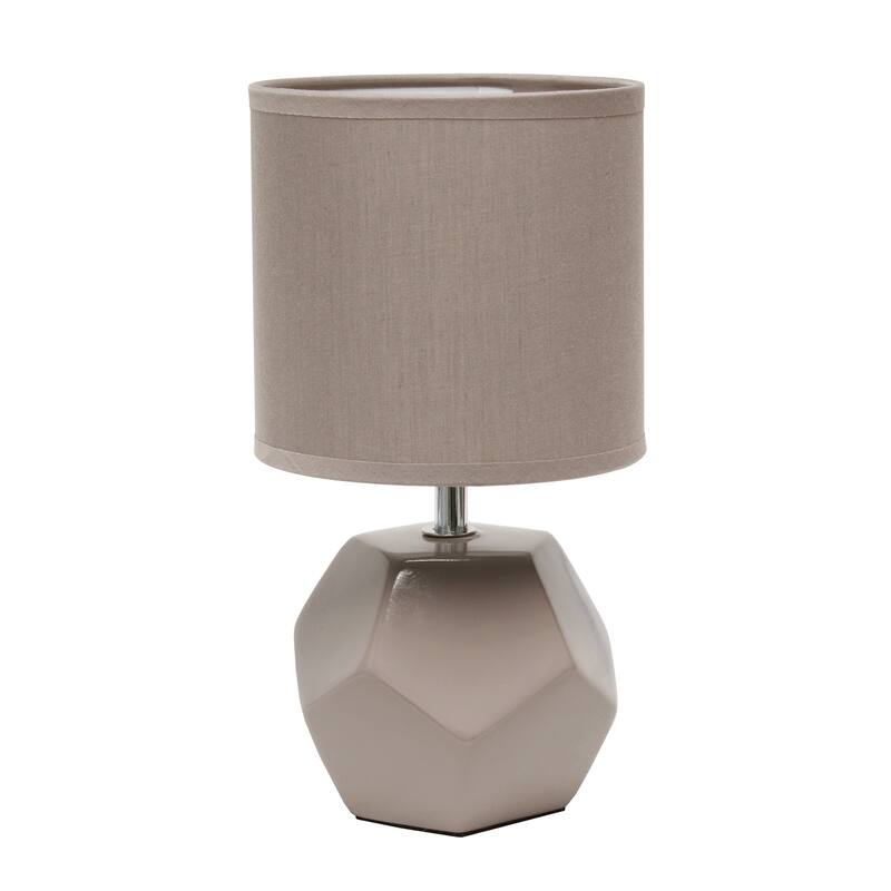 10.24" Modern Geometric Table Lamp with Ceramic Base and Fabric Shade for Bedroom or Office - 5.51"L x 5.51"W x 10.24"H - Grey