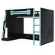 preview thumbnail 21 of 45, Full Size Gaming Loft Bed with Bulit-in Desk and RGB Light, Wooden Loft Bedframe with Multi-storage Shelves and Ladder for Kids