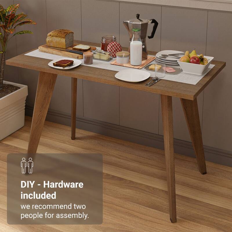 Madesa Compact Dining Table with Wooden Surface Breakfast Table for Kitchen, Dining Room or Breakfast Nook - Rustic