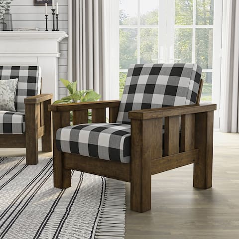 Furniture of America Jimo Rustic Oak and Linen Fabric Chair