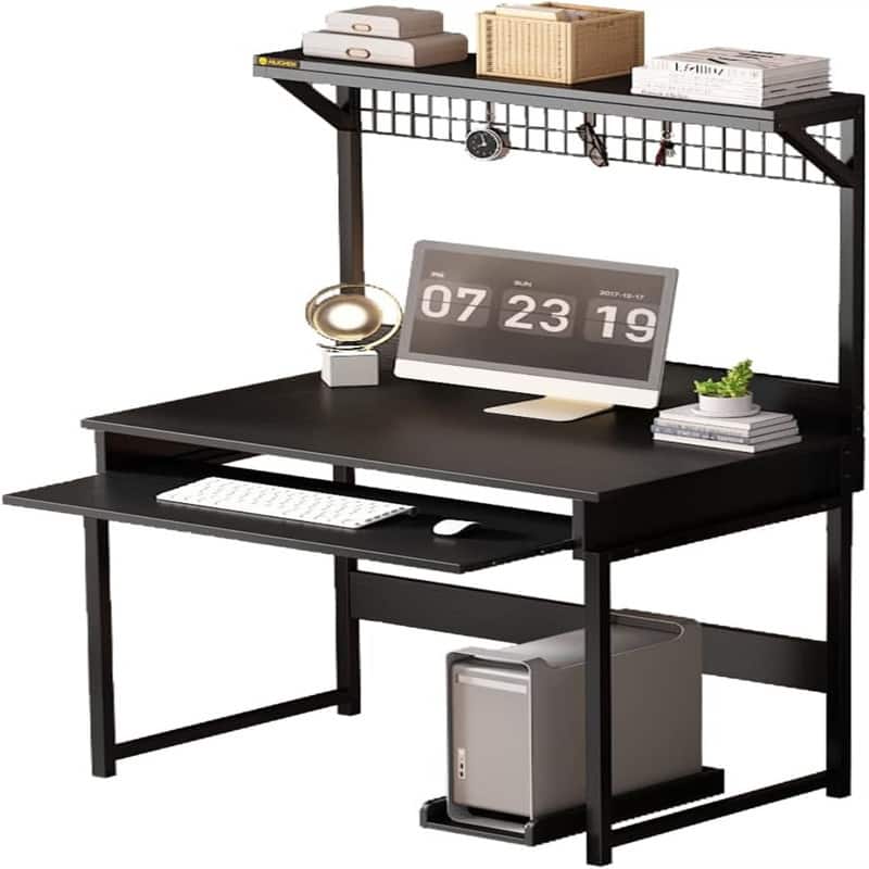 Computer Desk with Hutch - 31.5"D x 18.5"W x 50.8"H - Black