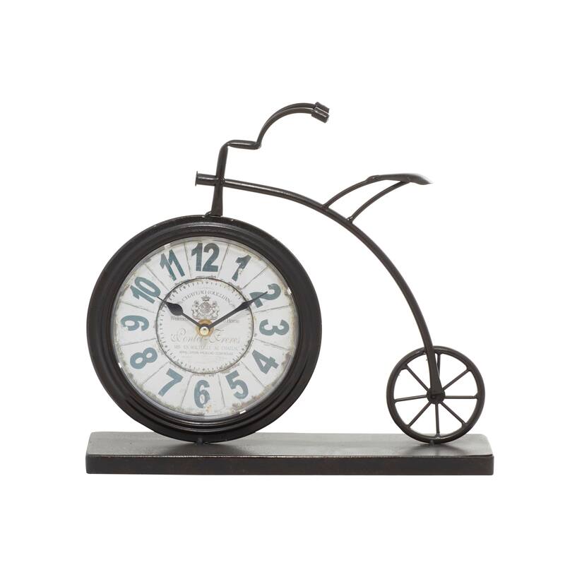 Brown Metal Bike Decorative Clock - 13 x 3 x 12