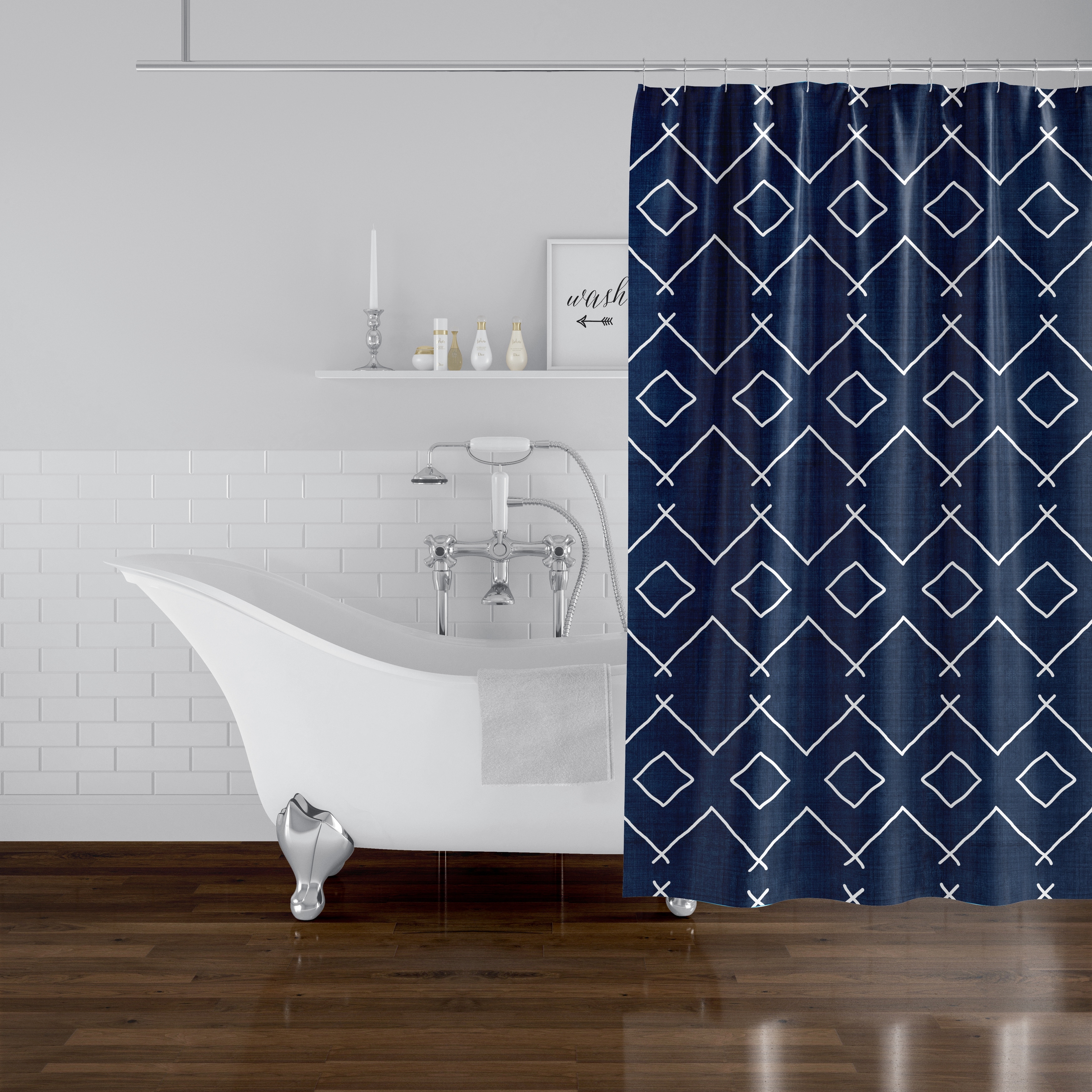 Navy shower curtain hot sale