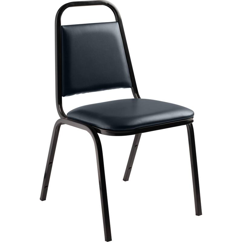 (4 Pack) NPS 9100 Series Banquet Stack Chair, Vinyl Upholstered Midnight Blue Seat, Black Frame - Blue