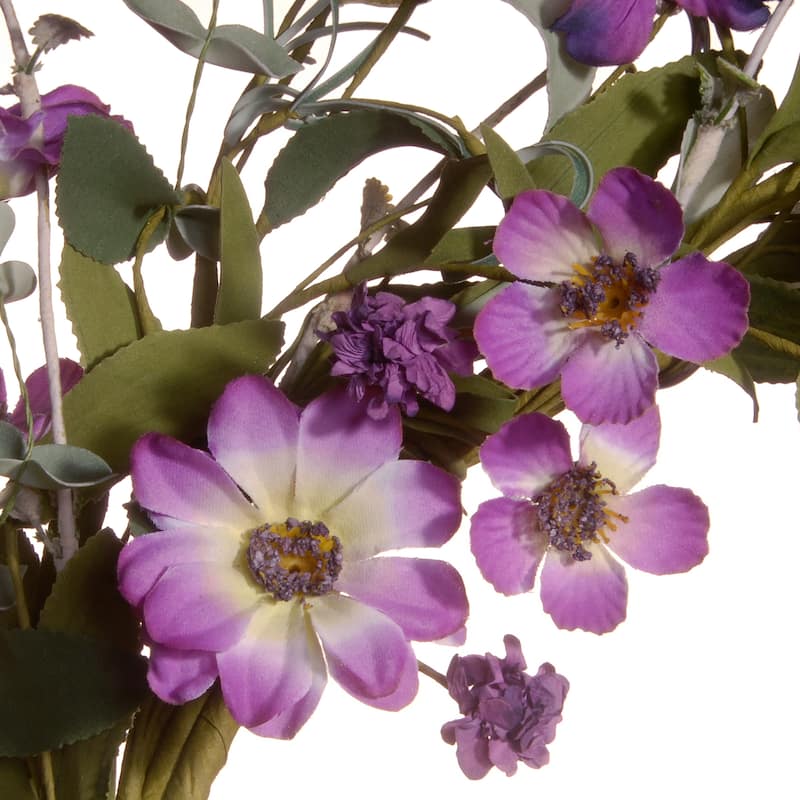 National Tree Company 20 inch Artificial Spring Wreath with Purple Daisy Blooms, Lavender Flowers, and Leafy Greens,