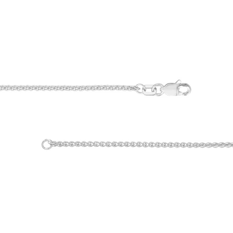 Curata 14k White Gold 1.5mm Round Wheat Chain Necklace (Lobster)