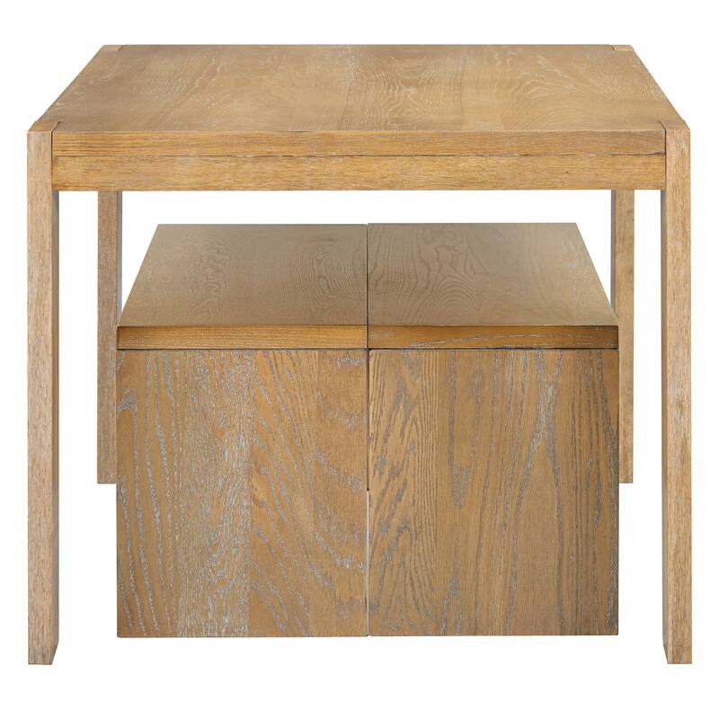 3-piece Farmhouse Style Simple Dining Set, Dining Table and 2 Benches, for Dining Room, Kitchen and Living Room (Natural