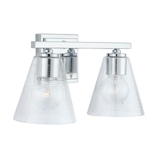 Layla 2-light Chrome Bath/ Vanity Fixture w/ Embossed Spiral Glass