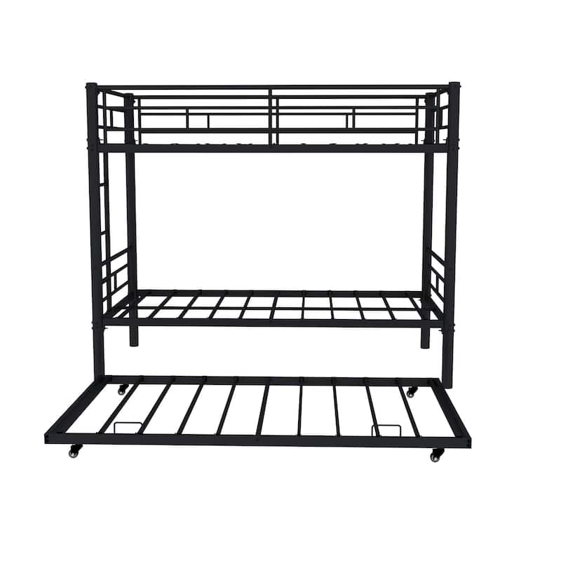 Heavy-Duty Sturdy Meta Over Bunk Bed/L/ Noise Reduced/ Safety Guardrail/No Box Spring Needed,