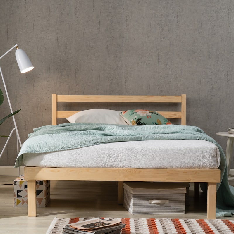 Priage by ZINUS Pine Wood Platform Bed Frame with Headboard