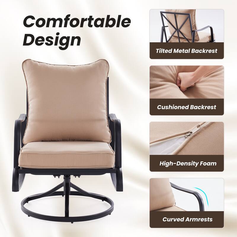 Set of 2 Patio Furniture, Outdoor Swivel and Rocking Patio Chairs