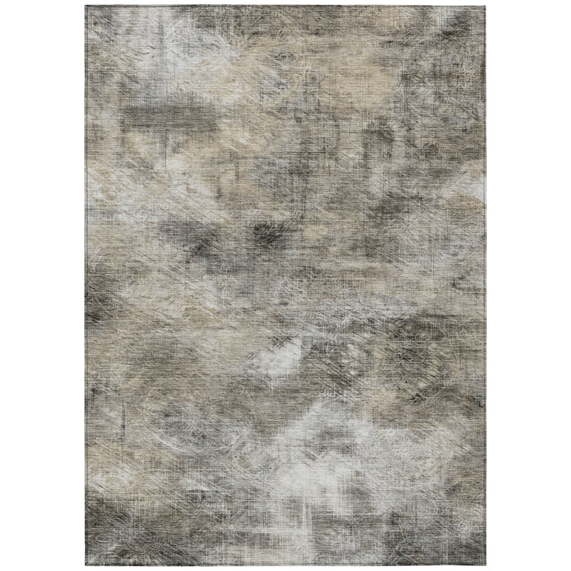 Machine Washable Indoor/ Outdoor Chantille Abstract Imprints Rug