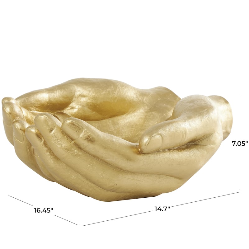 Polystone Hands Open Decorative Sculpture - Gold - Roche River Decor