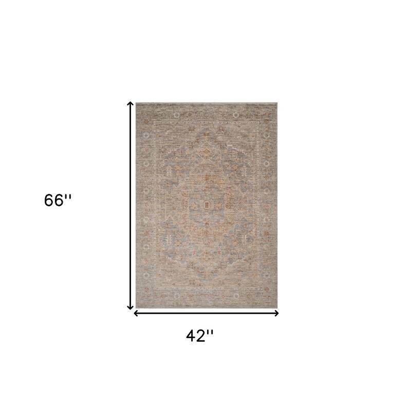HomeRoots Floral Medallion Traditional Rectangle Area Rug