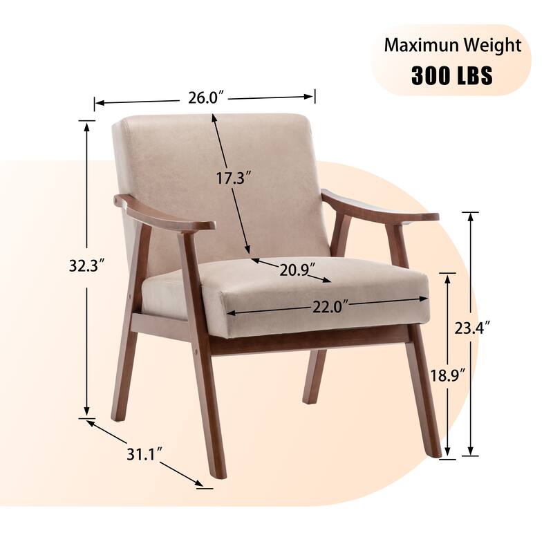 Wingback Chair with Wood Frame