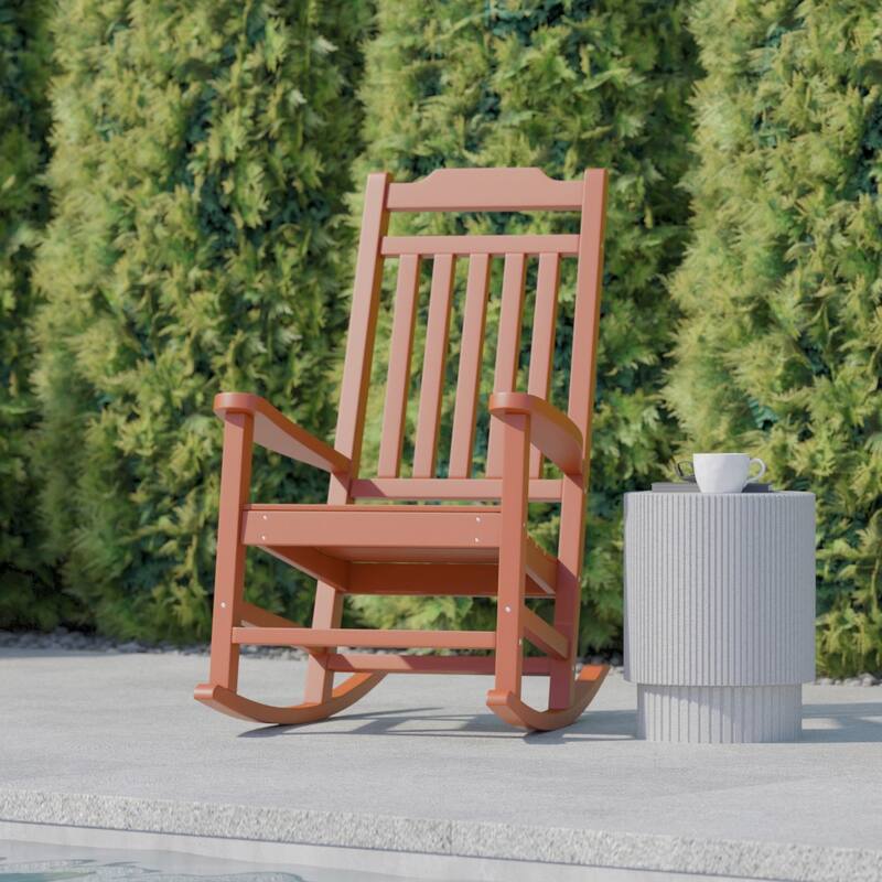 All-Weather Rocking Chair in Faux Wood - Patio and Backyard Furniture