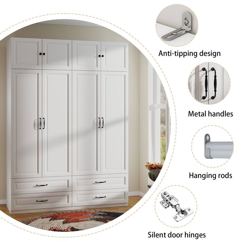 89" Large Wardrobe Armoire Closet High Cabinet Storage