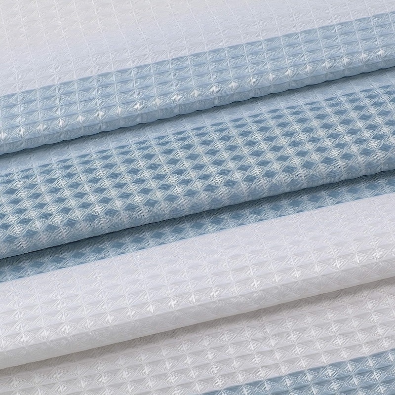 Dainty Home Striped Ombre Waffle Weave Fabric Shower Curtain