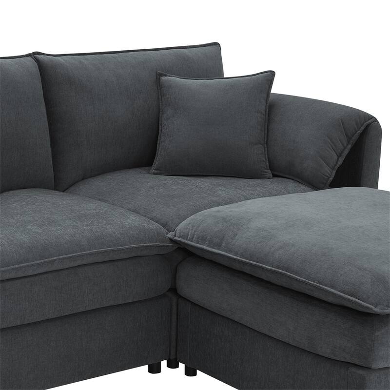 134"*66" Chenille Modular Sectional Sofa,U Shaped Cloud Couch Set