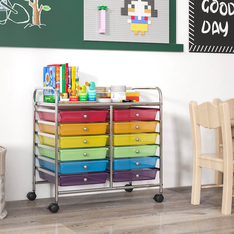Costway 12 Drawers Rolling Cart Storage Scrapbook Paper Studio - See Details