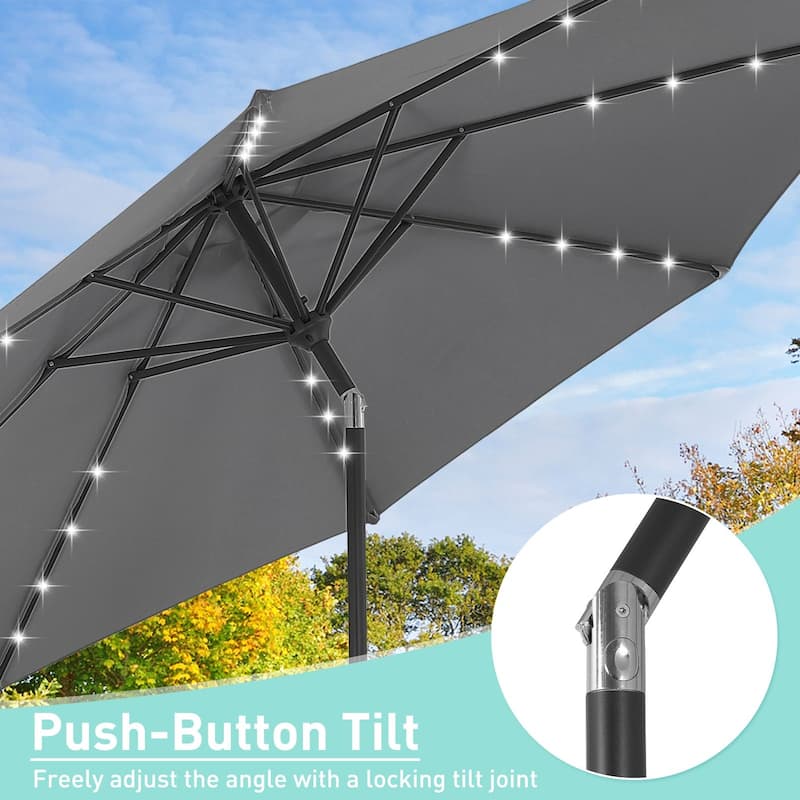 Autlaycil 10FT Solar Power LED Lights Patio Umbrella