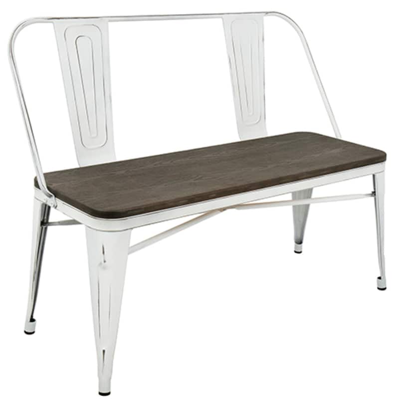 42" Espresso Bamboo Seat with White Stand Bench
