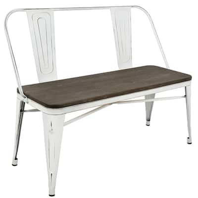 42" Espresso Bamboo Seat with White Stand Bench