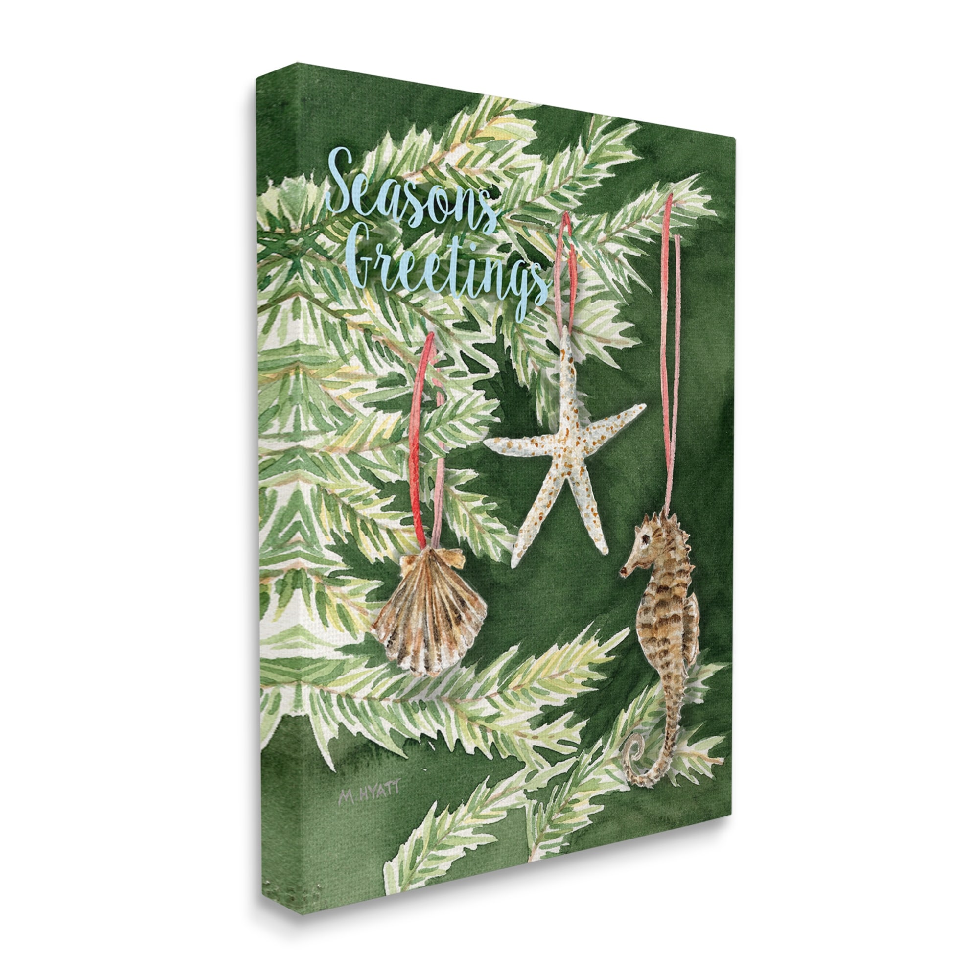 Shop Stupell Industries Season S Greetings Nautical Christmas Tree Seashells Canvas Wall Art Multi Color Overstock 32077563