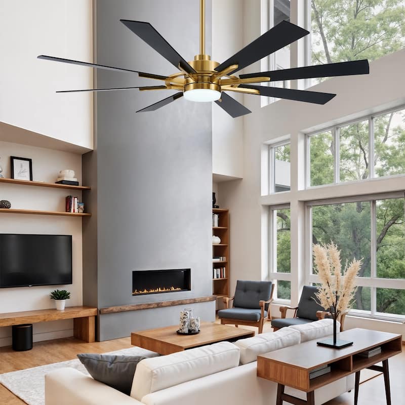 CO-Z 60'' 8-Blade Large Windmill Ceiling Fan with LED Lights and Remote for Living Room
